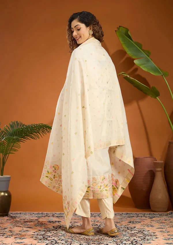 Beige_Zariwork_Brocade_Readymade_Salwar_Suit