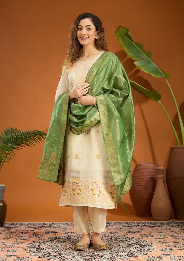 Leaf_Green_Zariwork_Brocade_Readymade_Salwar_Suit