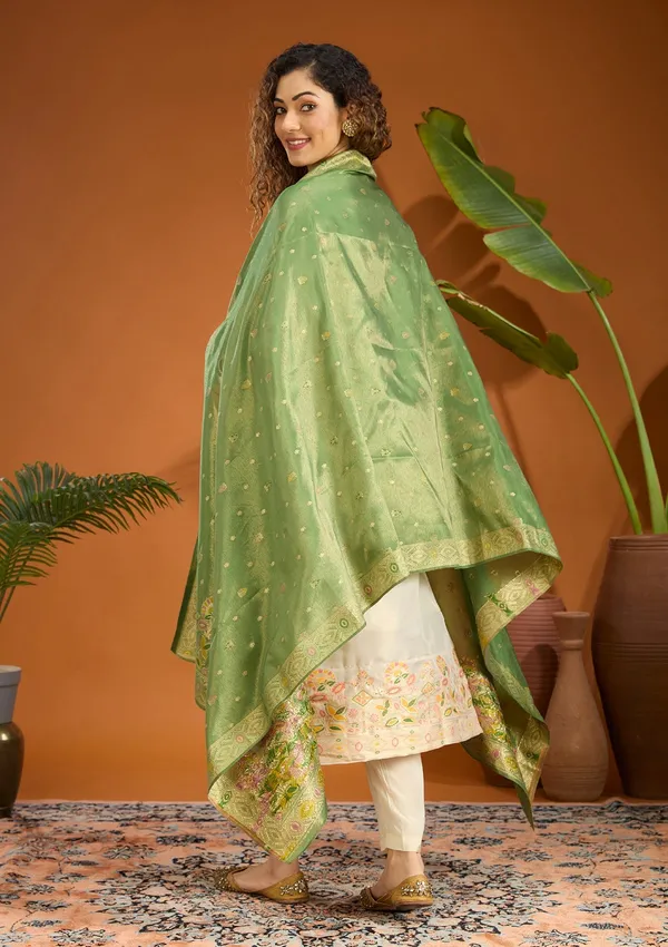 Leaf_Green_Zariwork_Brocade_Readymade_Salwar_Suit