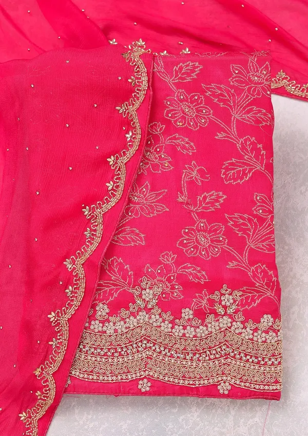 Rani_Pink_Pearlwork_Dola_Silk_Unstitched_Salwar_Suit