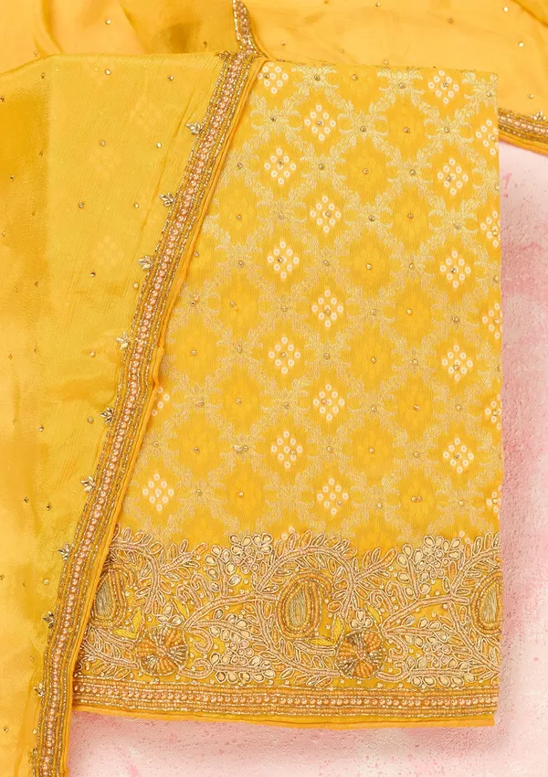 Yellow_Stonework_Silver_Georgette_Unstitched_Salwar_Suit