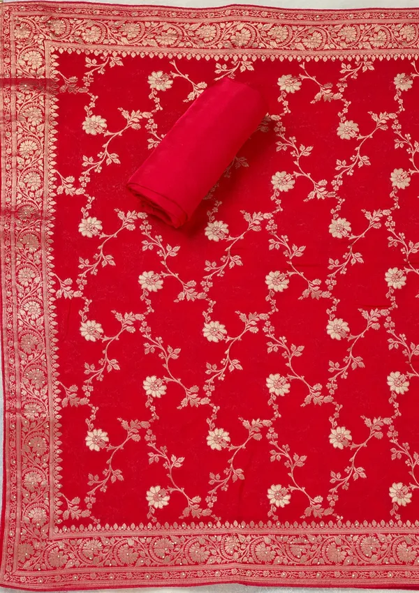 Rani_Pink_Stonework_Gold_Dola_Silk_Unstitched_Salwar_Suit