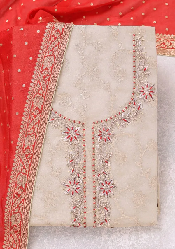Beige_Zardozi_Gold_Chanderi_Unstitched_Salwar_Suit