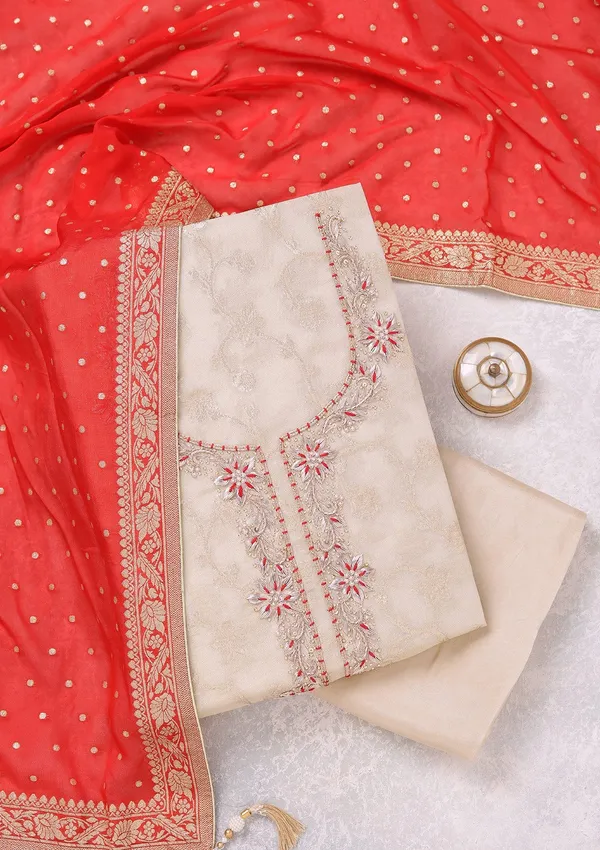 Beige_Zardozi_Gold_Chanderi_Unstitched_Salwar_Suit