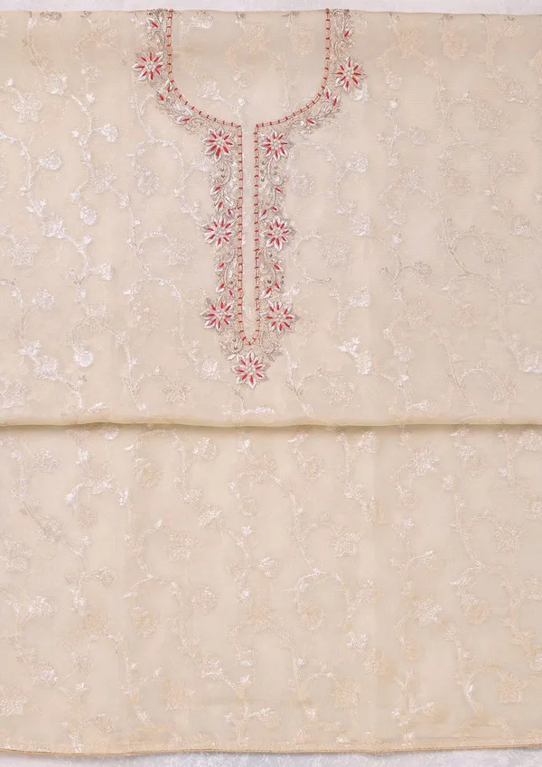 Beige_Zardozi_Gold_Chanderi_Unstitched_Salwar_Suit