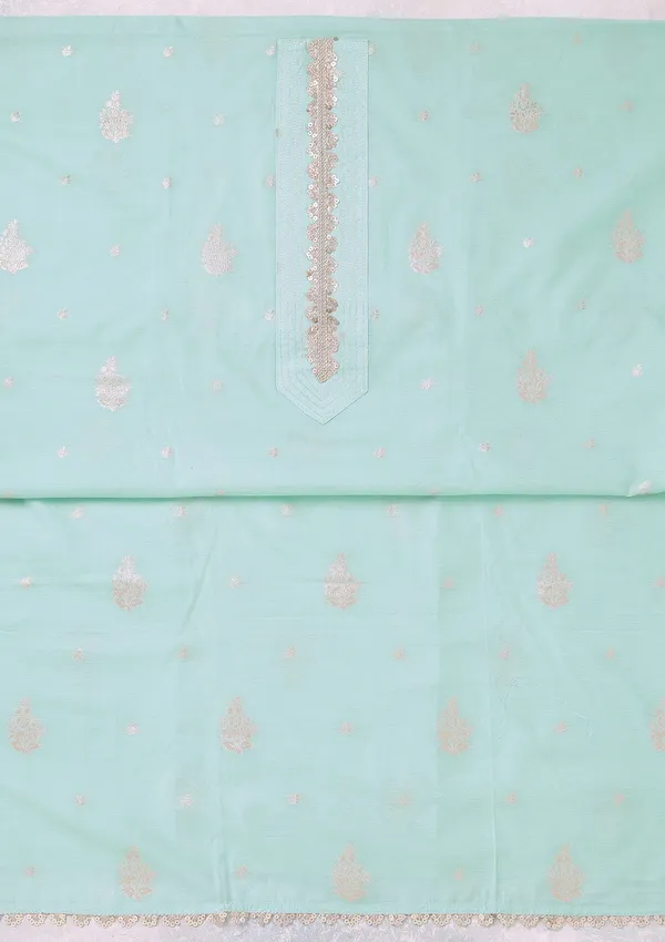 Sea_Green_Zariwork_Gold_Chanderi_Unstitched_Salwar_Suit