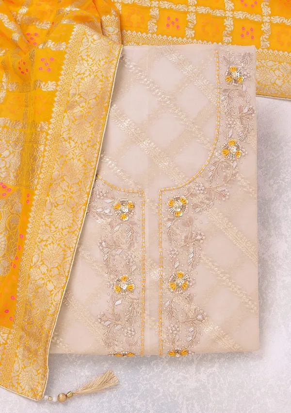 Beige_Zardozi_Gold_Chanderi_Unstitched_Salwar_Suit