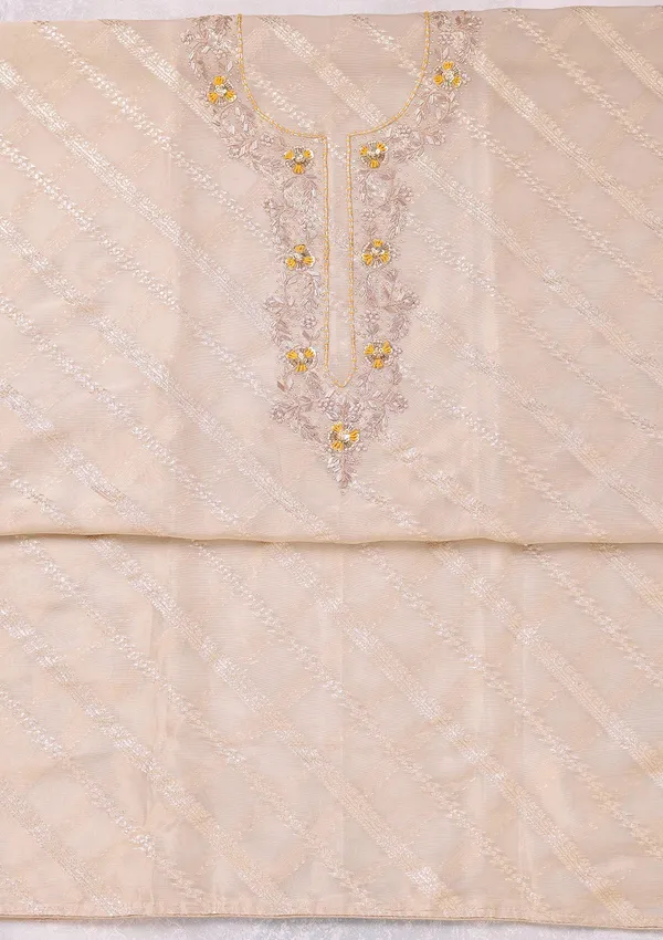 Beige_Zardozi_Gold_Chanderi_Unstitched_Salwar_Suit