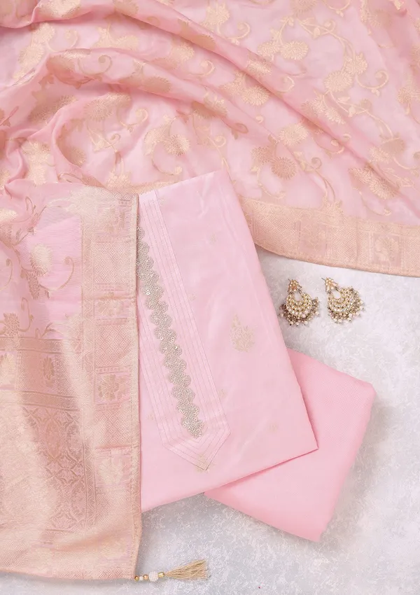 Baby_Pink_Zariwork_Gold_Chanderi_Unstitched_Salwar_Suit