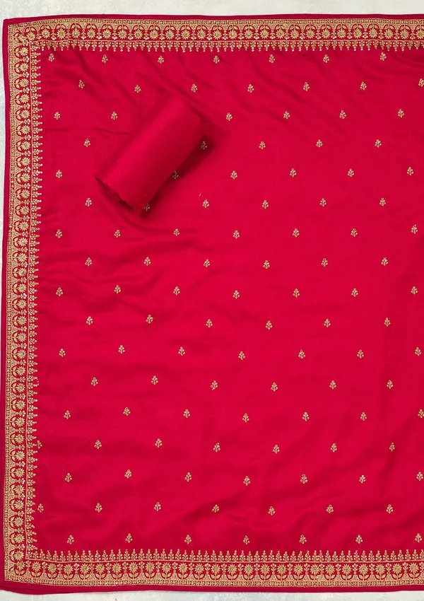 Rani_Pink_Cording_Soft_Raw_Silk_Unstitched_Salwar_Suit