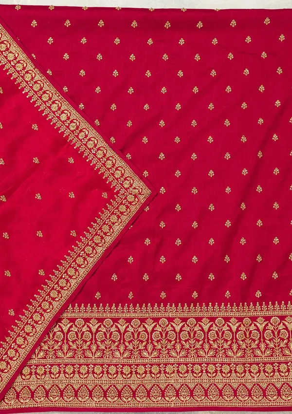 Rani_Pink_Cording_Soft_Raw_Silk_Unstitched_Salwar_Suit