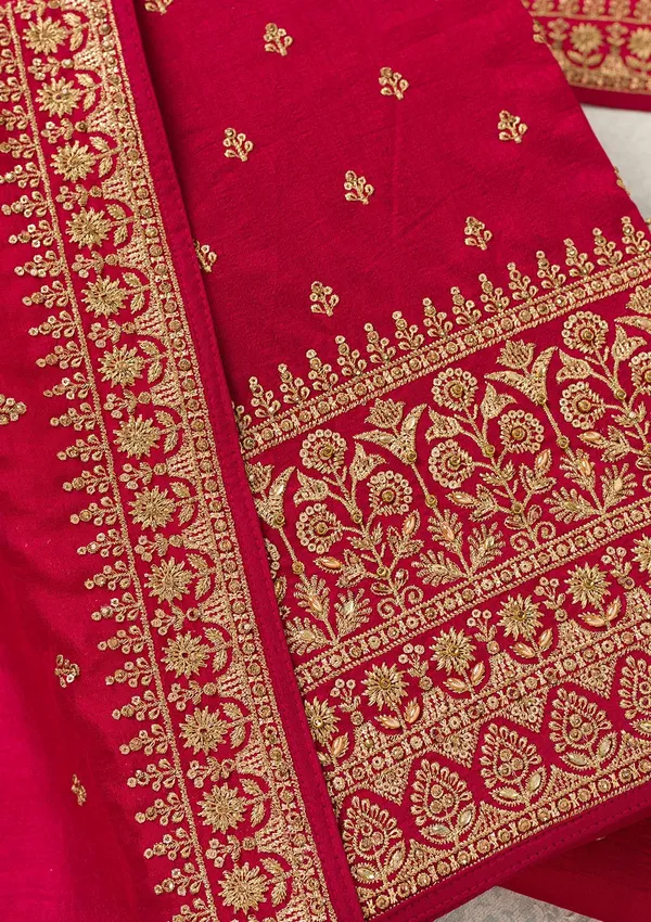 Rani_Pink_Cording_Soft_Raw_Silk_Unstitched_Salwar_Suit