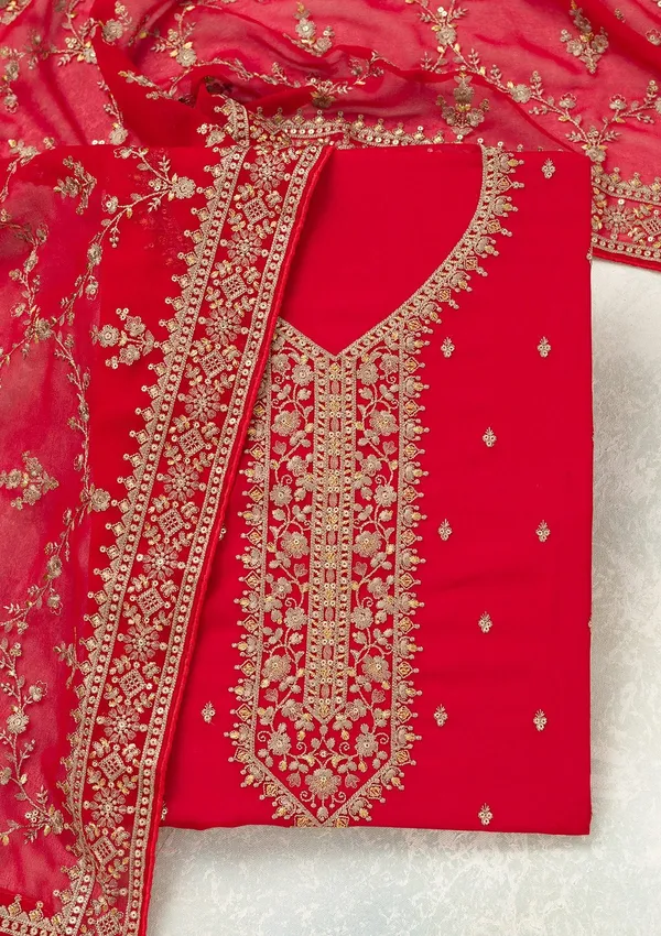 Red_Threadwork_Georgette_Unstitched_Salwar_Suit