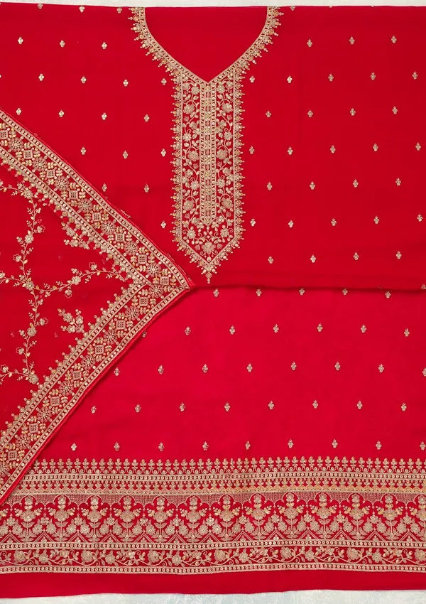 Red_Threadwork_Georgette_Unstitched_Salwar_Suit