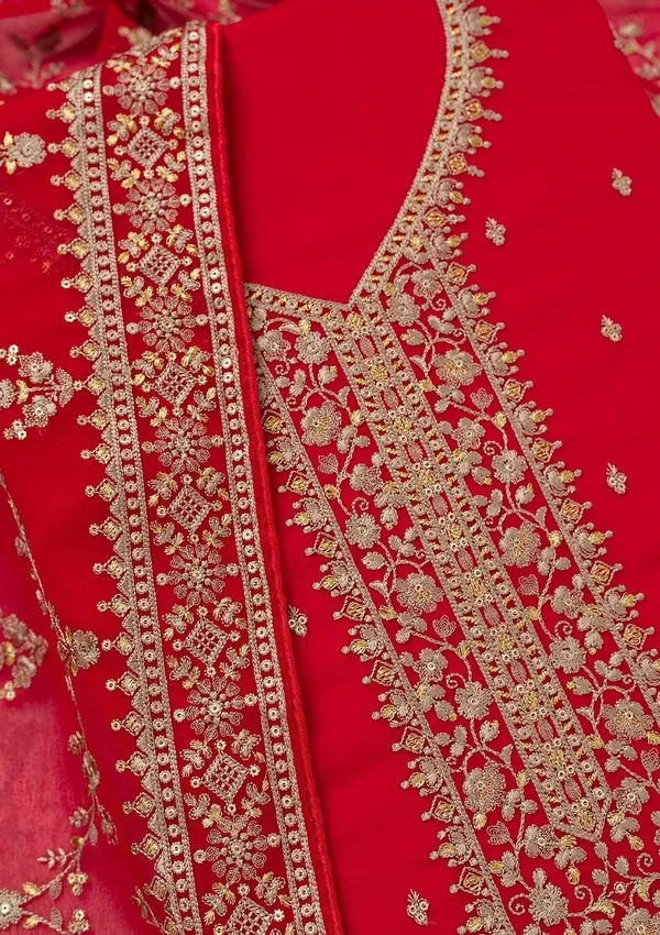Red_Threadwork_Georgette_Unstitched_Salwar_Suit