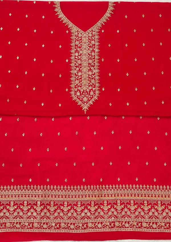 Red_Threadwork_Georgette_Unstitched_Salwar_Suit