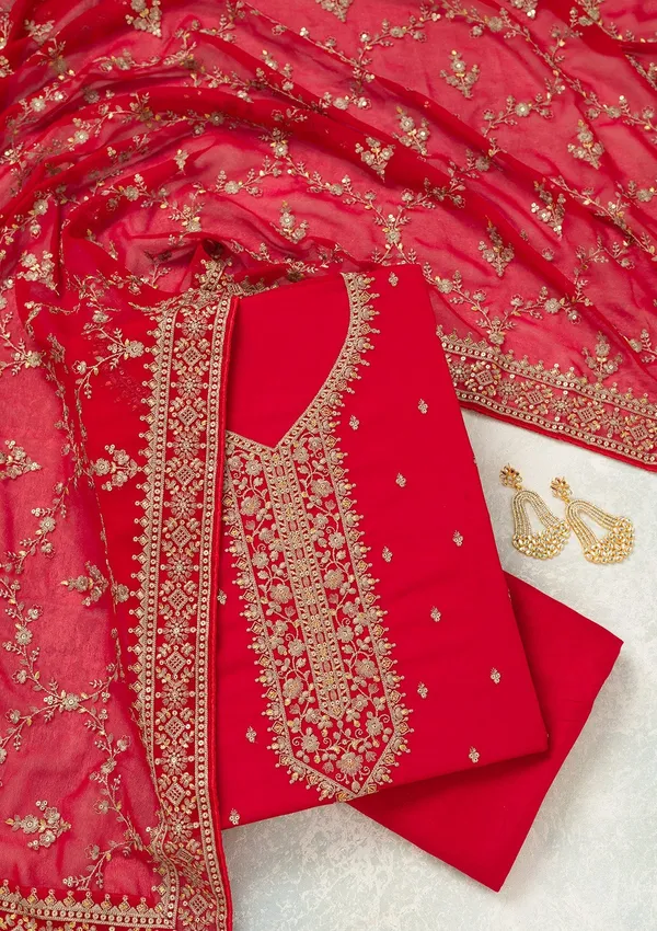 Red_Threadwork_Georgette_Unstitched_Salwar_Suit