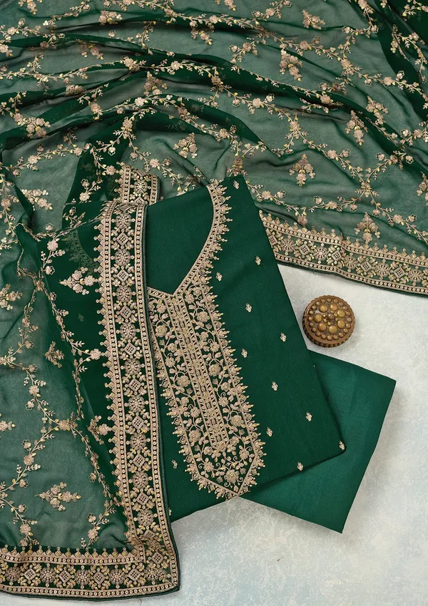Bottle_Green_Threadwork_Georgette_Unstitched_Salwar_Suit