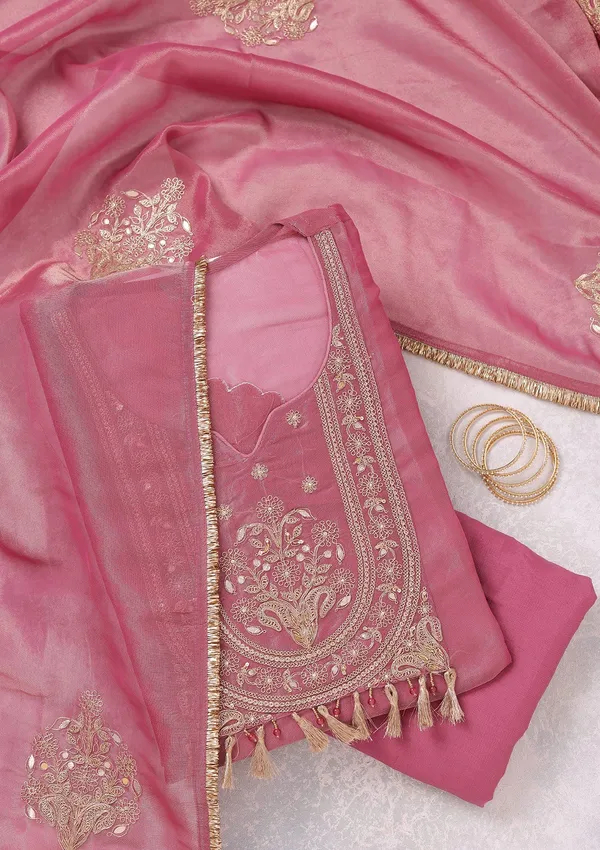 Onion_Pink_Zariwork_Gold_Tissue_Unstitched_Salwar_Suit