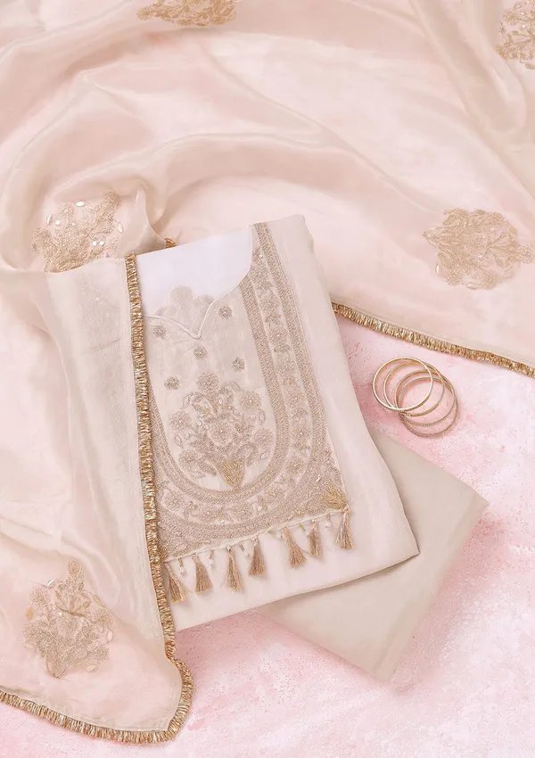 Beige_Zariwork_Gold_Tissue_Unstitched_Salwar_Suit
