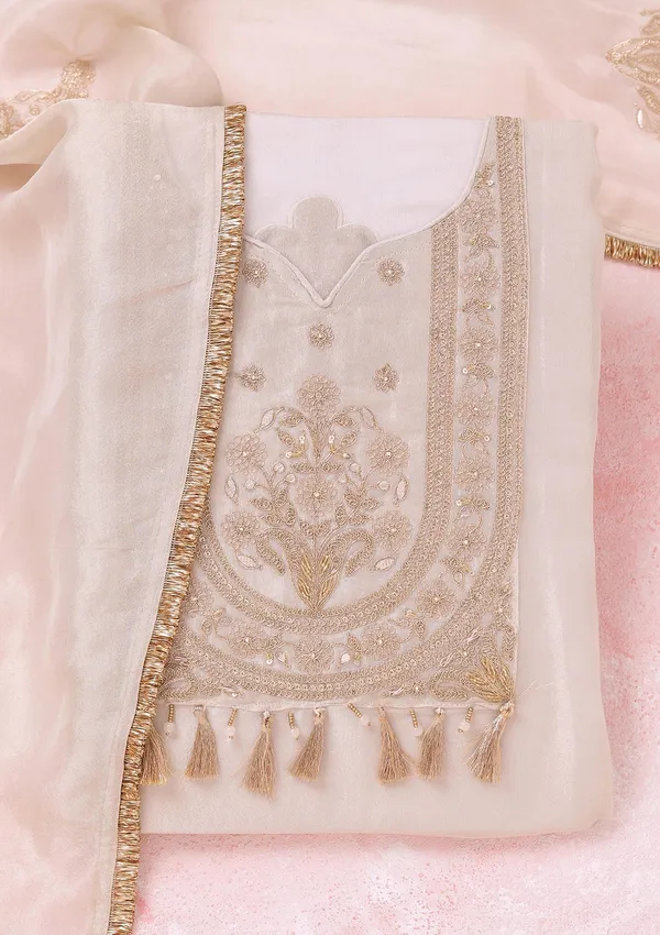 Beige_Zariwork_Gold_Tissue_Unstitched_Salwar_Suit