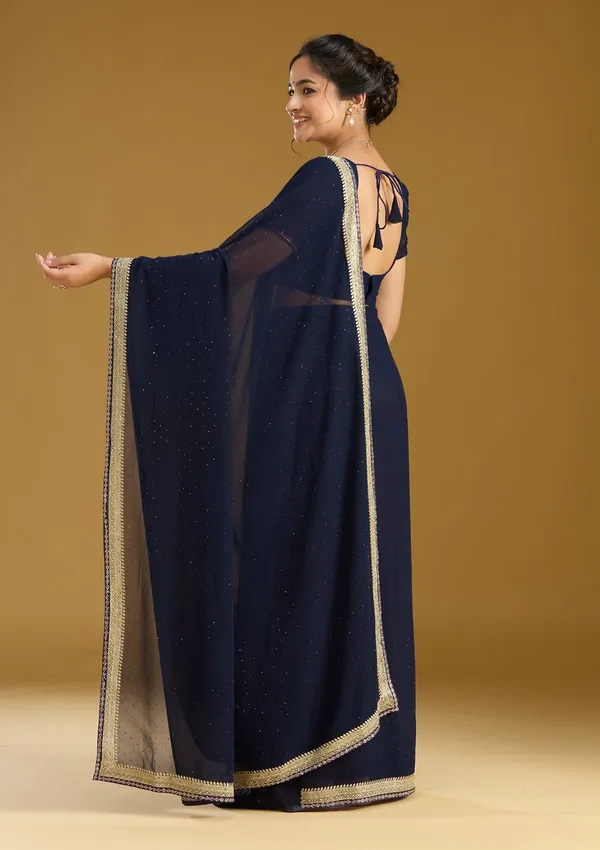 Navy_Blue_Zariwork_Silver_Georgette_Saree