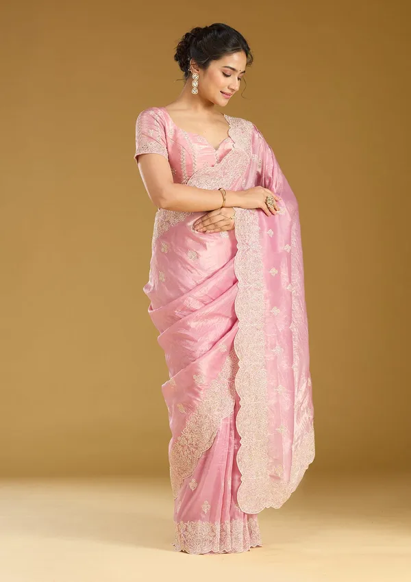Onion_Pink_Threadwork_Organza_Saree