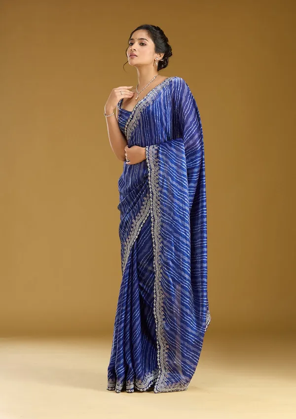 Navy_Blue_Zariwork_Silver_Organza_Saree