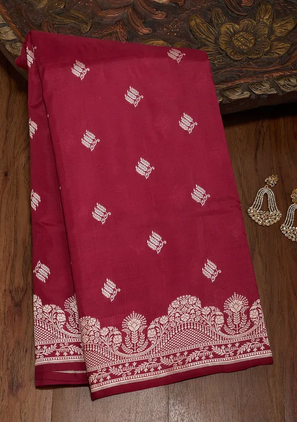 Wine_Zariwork_Gold_Silk_Silk_Saree