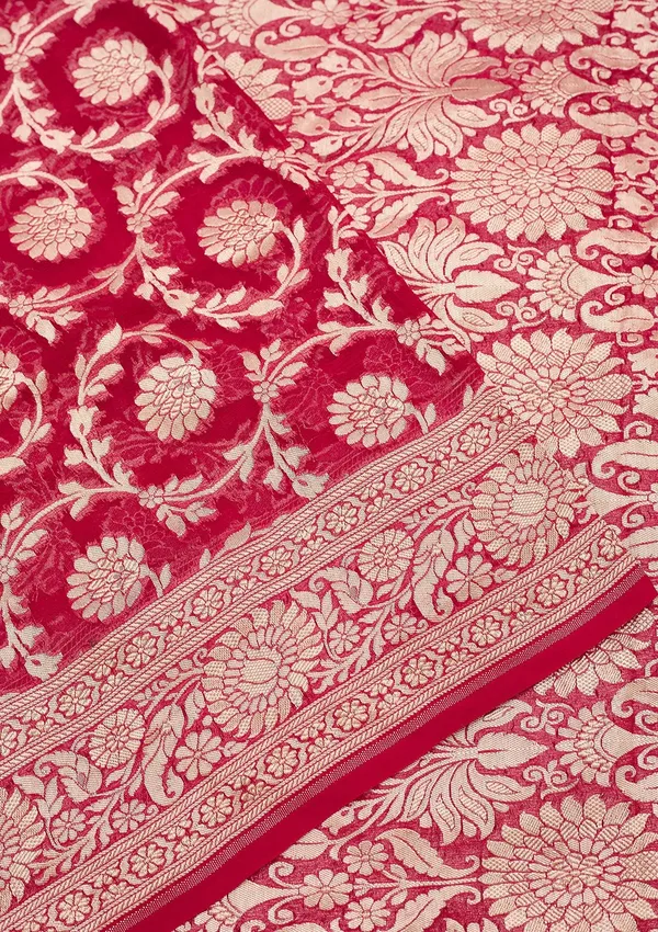 Rani_Pink_Zariwork_Georgette_Silk_Saree