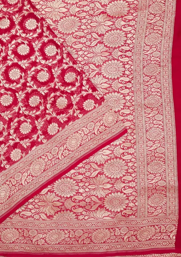 Rani_Pink_Zariwork_Georgette_Silk_Saree
