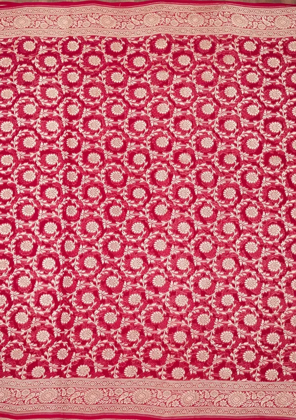 Rani_Pink_Zariwork_Georgette_Silk_Saree