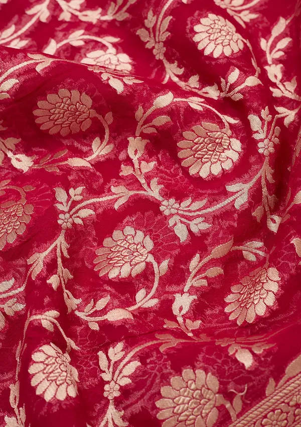 Rani_Pink_Zariwork_Georgette_Silk_Saree