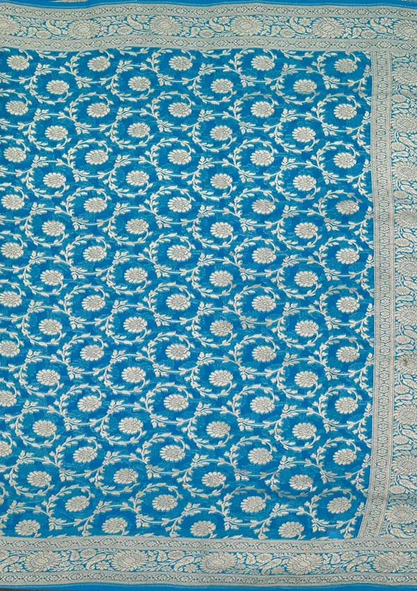 Blue_Zariwork_Georgette_Silk_Saree
