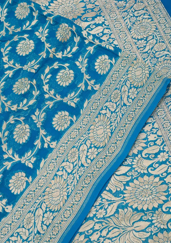 Blue_Zariwork_Georgette_Silk_Saree