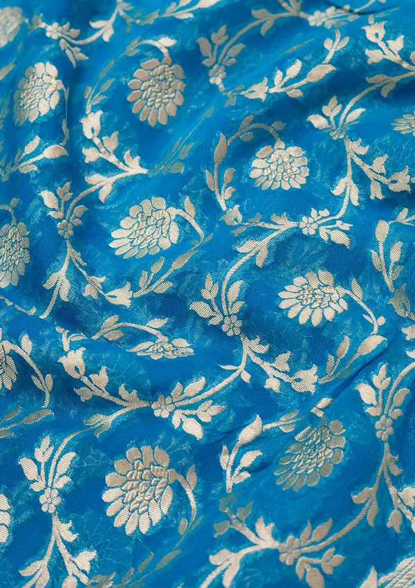 Blue_Zariwork_Georgette_Silk_Saree