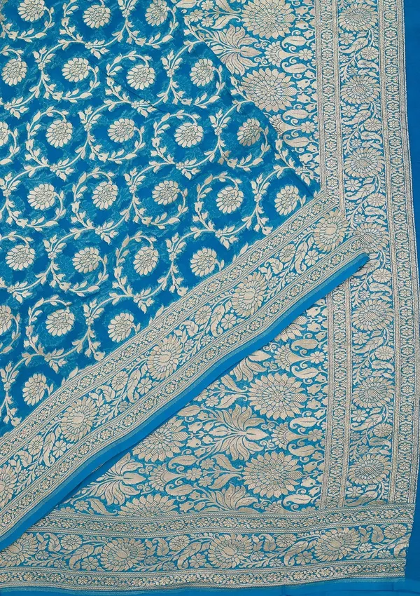 Blue_Zariwork_Georgette_Silk_Saree