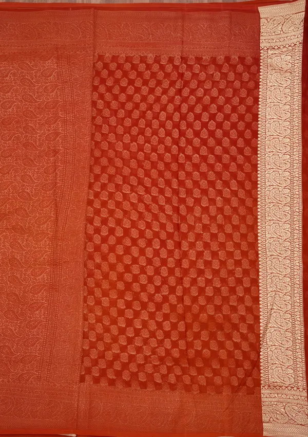 Rust_Zariwork_Georgette_Silk_Saree