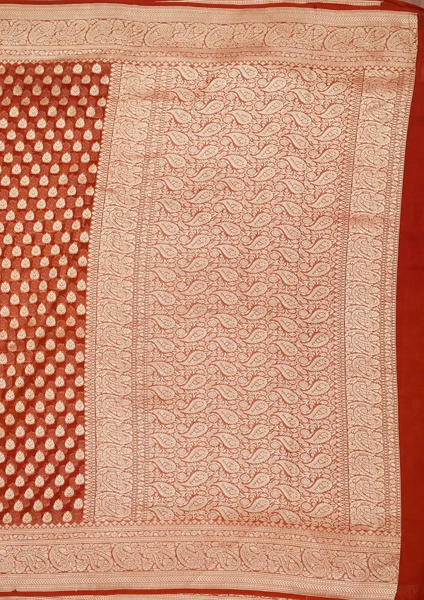 Rust_Zariwork_Georgette_Silk_Saree