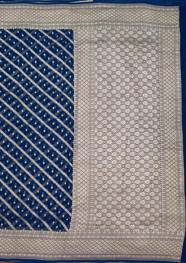 Blue_Zariwork_Georgette_Silk_Saree
