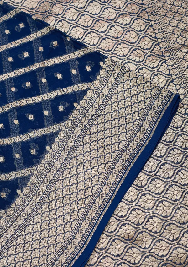 Blue_Zariwork_Georgette_Silk_Saree