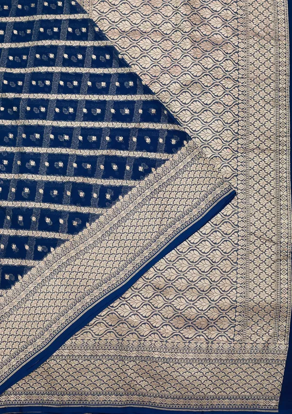 Blue_Zariwork_Georgette_Silk_Saree