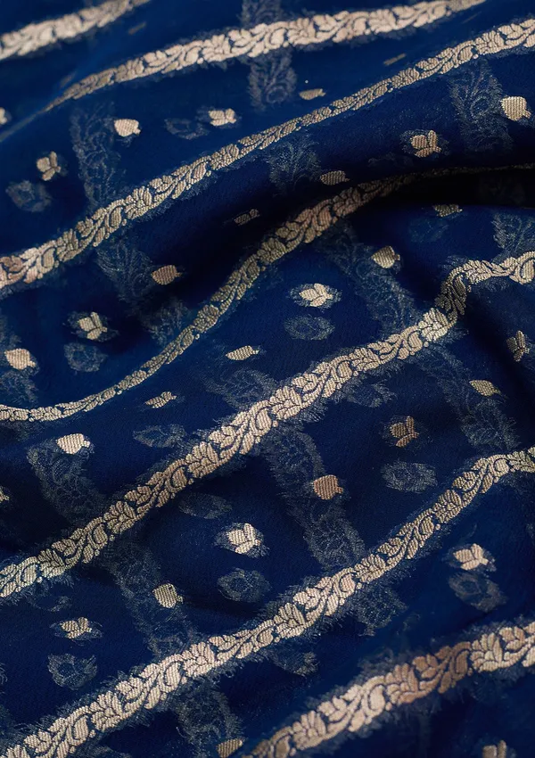 Blue_Zariwork_Georgette_Silk_Saree