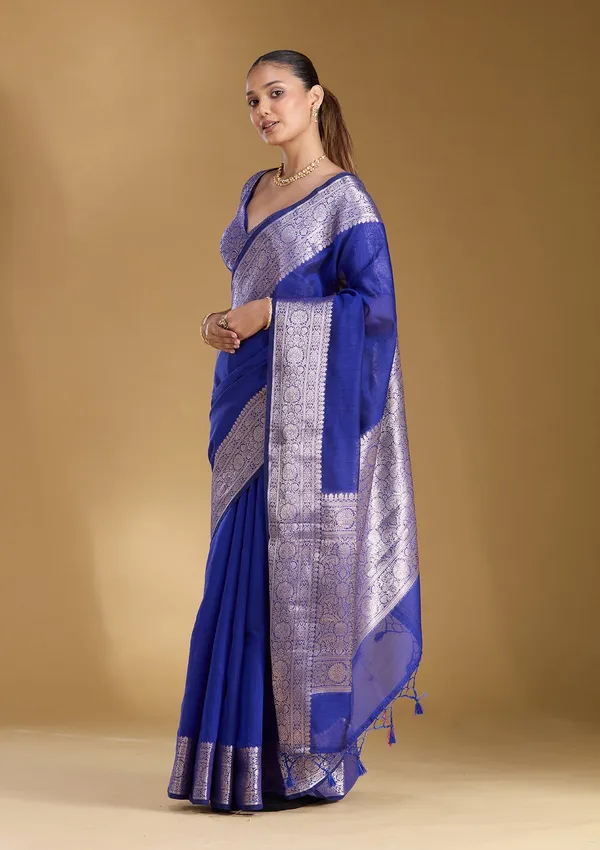 Royal_Blue_Zariwork_Gold_Art_Silk_Silk_Saree