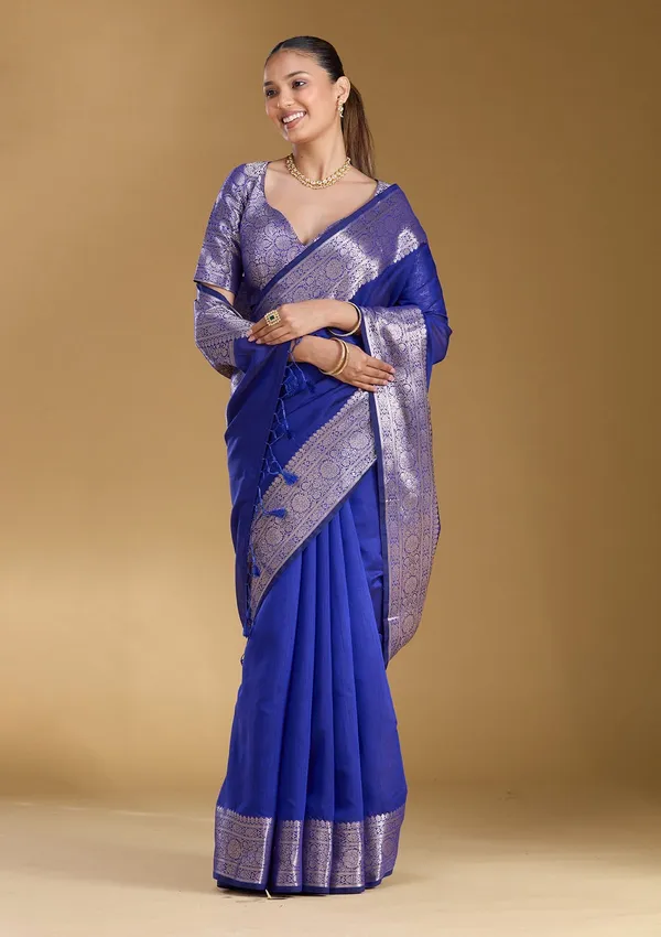 Royal_Blue_Zariwork_Gold_Art_Silk_Silk_Saree