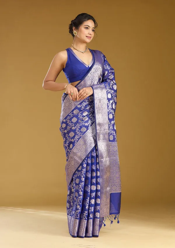 Royal_Blue_Zariwork_Cotton_Silk_Saree