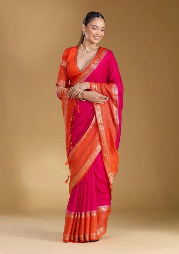 Rani_Pink_Zariwork_Gold_Art_Silk_Silk_Saree