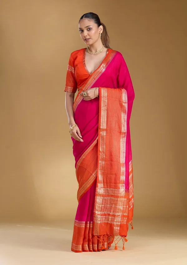 Rani_Pink_Zariwork_Gold_Art_Silk_Silk_Saree