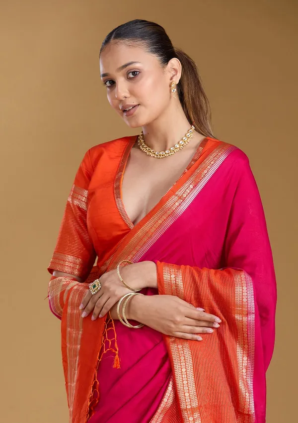 Rani_Pink_Zariwork_Gold_Art_Silk_Silk_Saree