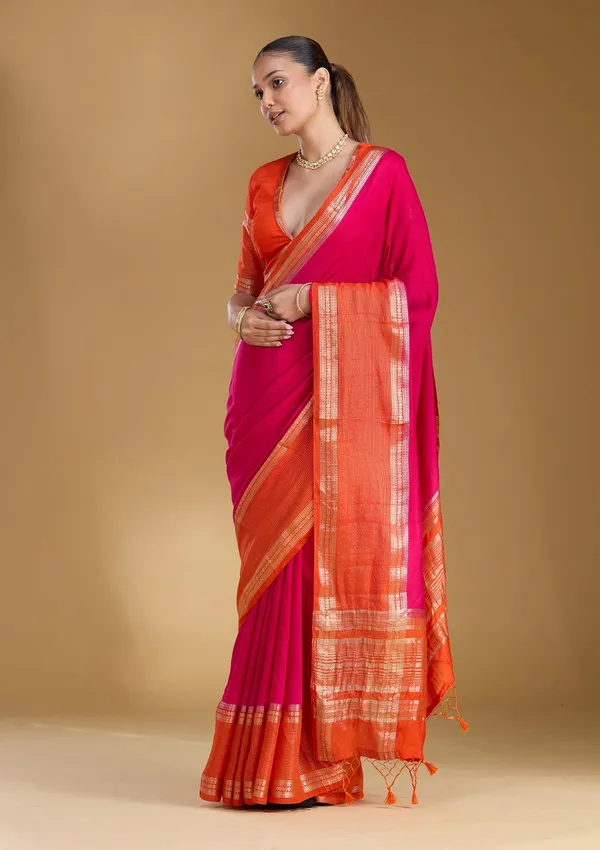 Rani_Pink_Zariwork_Gold_Art_Silk_Silk_Saree